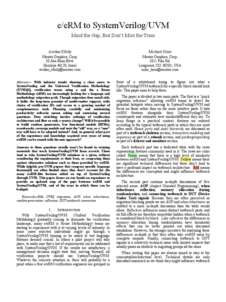 Bridging eRM and SystemVerilog/UVM | PDF | Inheritance (Object Oriented ...