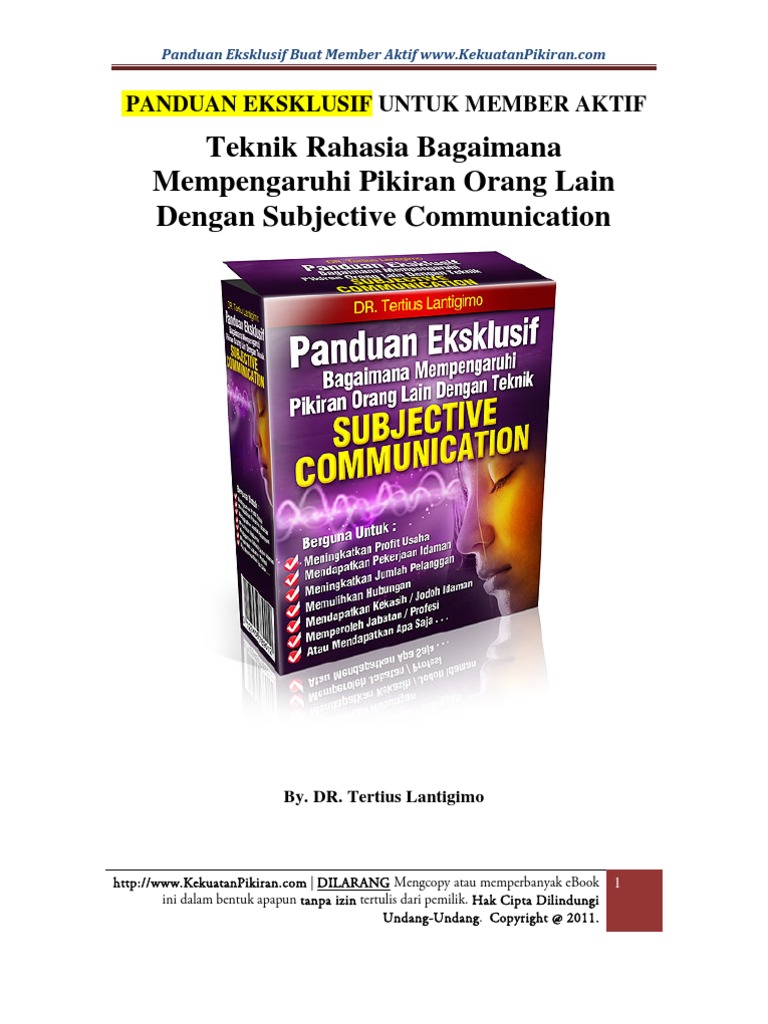 Panduan Ekslusif Subjective Communication (Kekuatanpikiran - Com) FULL ...