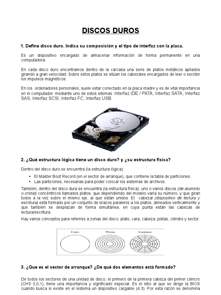 Estructura y Funciones del Disco Duro | PDF | Disco duro | Archivo de ...