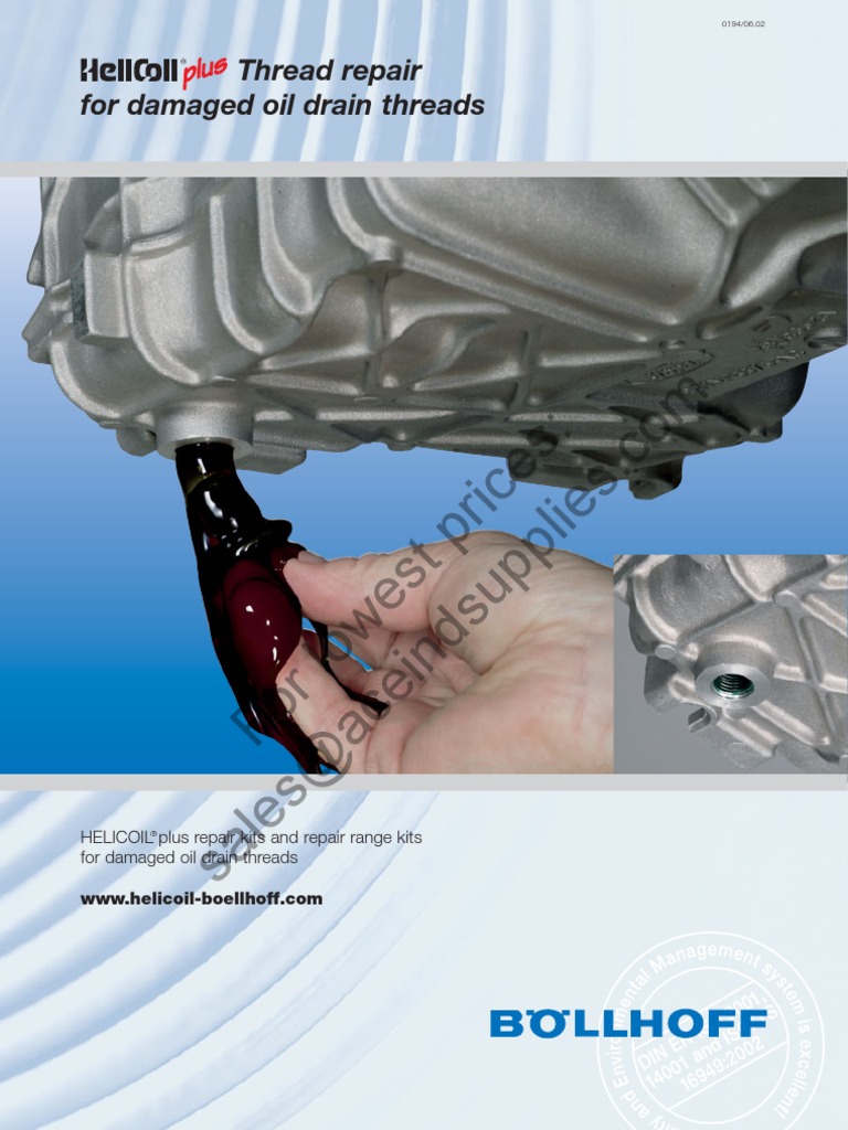 Bollhoff Helicoil Oil Drain Threads Manufactured Goods Mechanical