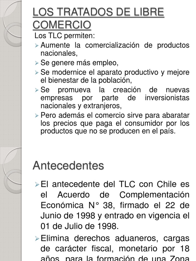 Tlc Peru Chile Tratado de Libre Comercio Norteamericano Libre