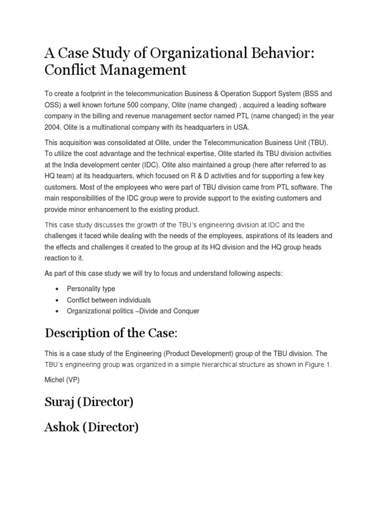 A Case Study of Organizational Behavior Personality Type Leadership