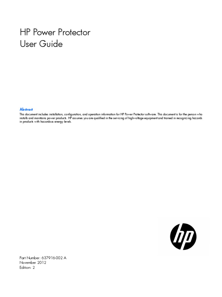 User Guide HP Power Protector PDF Installation Programs) Operating System