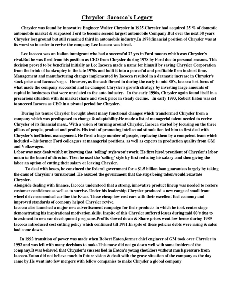 Chrysler | PDF | Business | Finance & Money Management