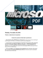 Monday, November 28, 2011: Windows Admin Interview Questions