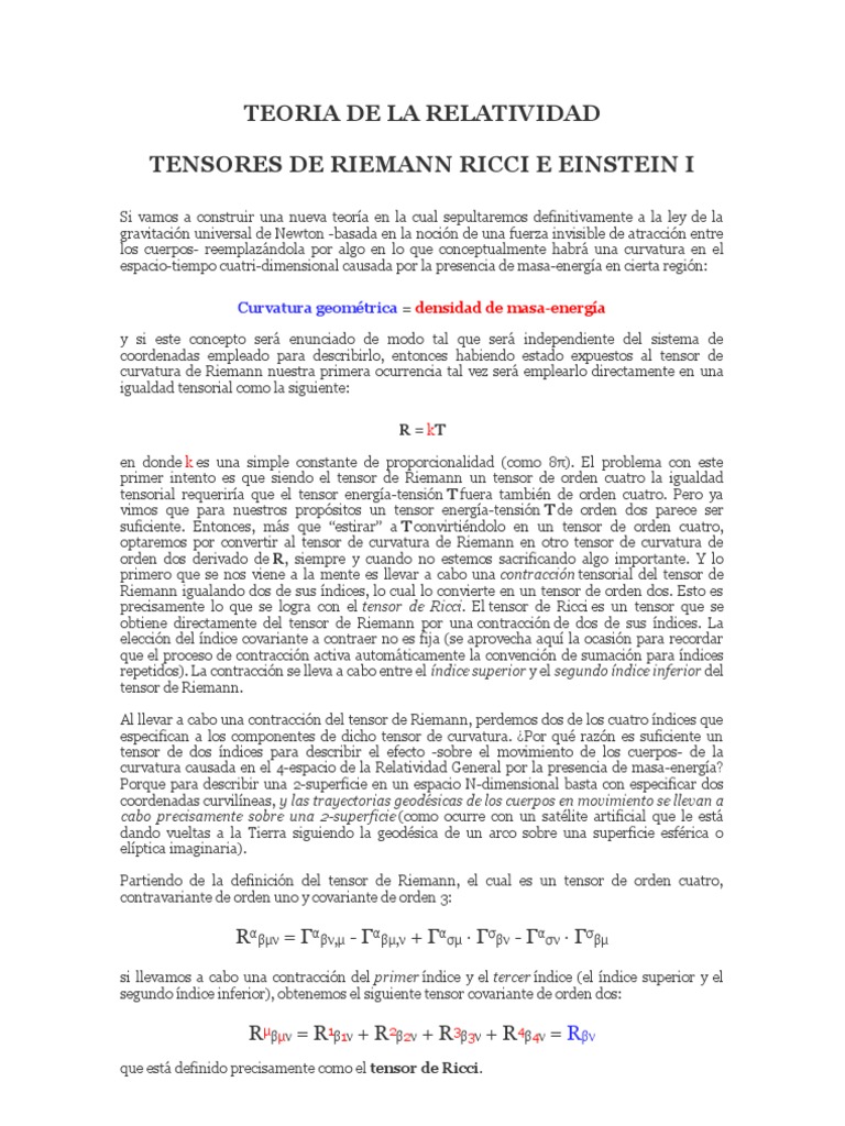 Tensor de Ricci | PDF | Tensor | Gravedad