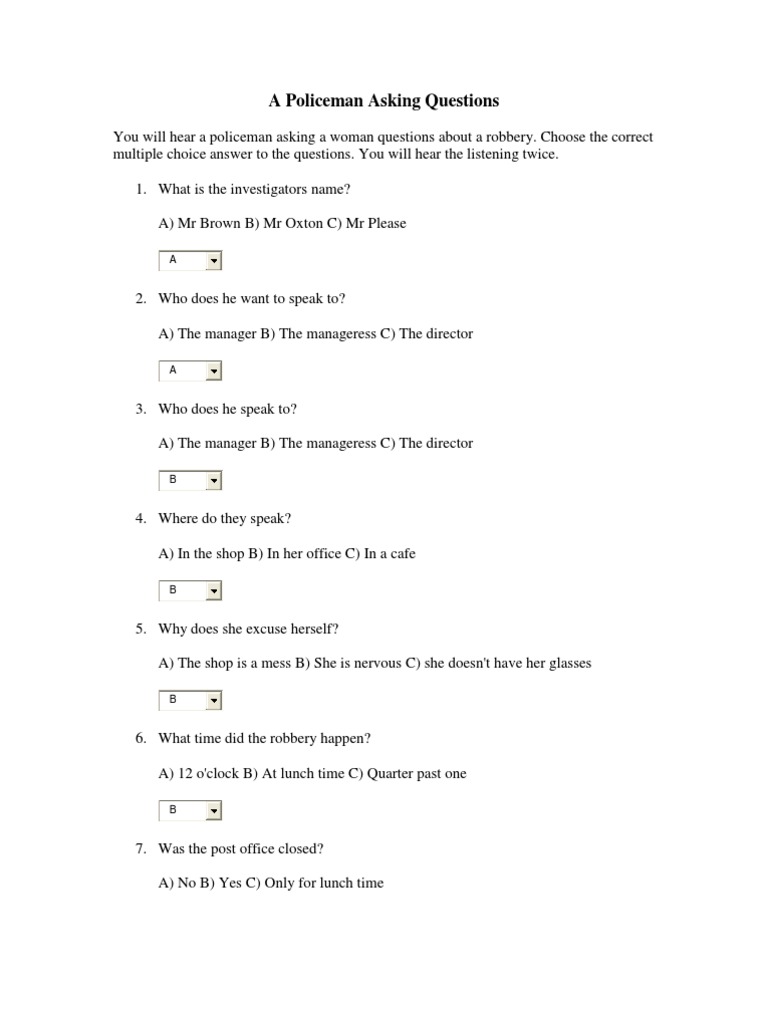 Policeman's Questions on Robbery Case | PDF