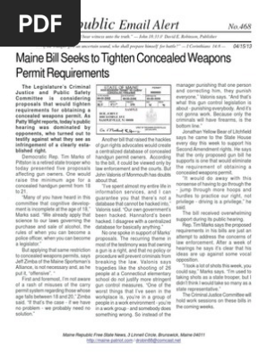 468 - Maine Bill Seeks to Tighten Concealed Weapons Permit Requirements