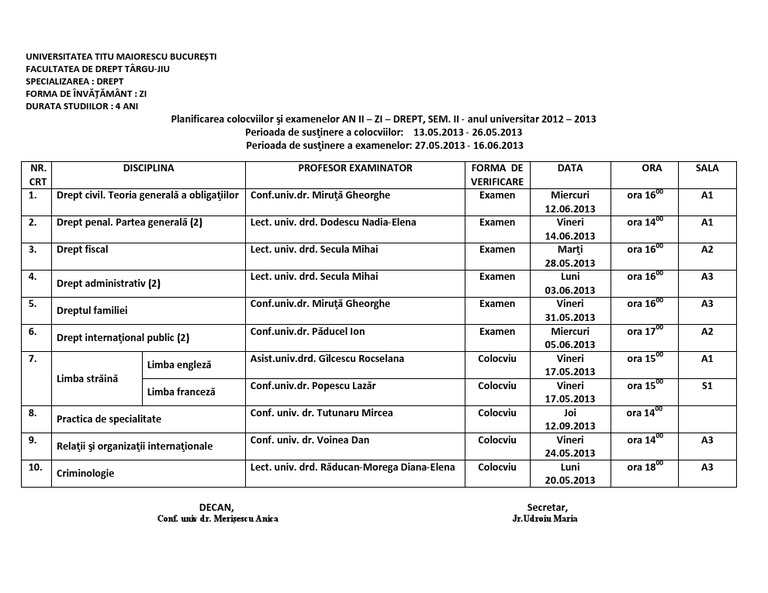 Sesiunea Mai Iunie Drept TG Jiu An II PDF