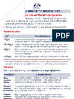 Appropriate Use of Blood Components: Clinical Practice Guidelines