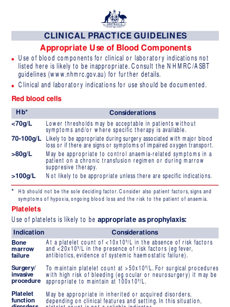 Guidelines for Blood Component Use | PDF | Bleeding | Coagulation