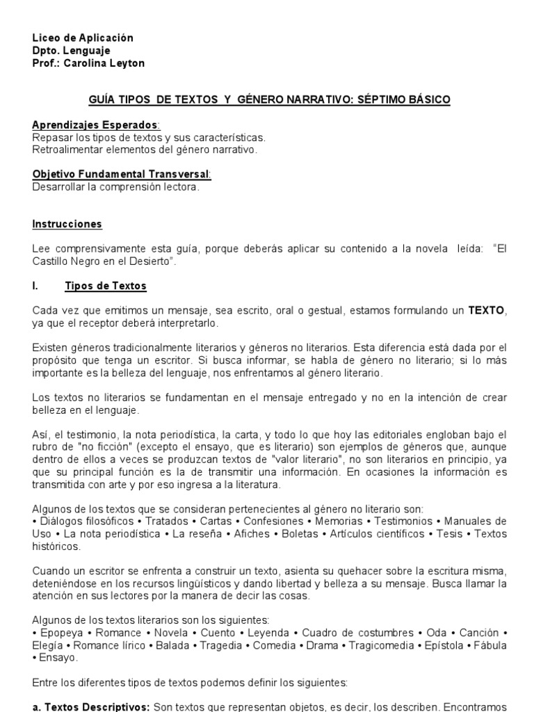 Tipos de Textos y Genero Narrativo PDF | PDF | Narración | Cuentos