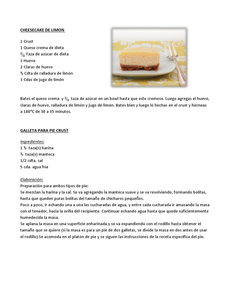 Recetas | PDF | Crema | Tarta de queso