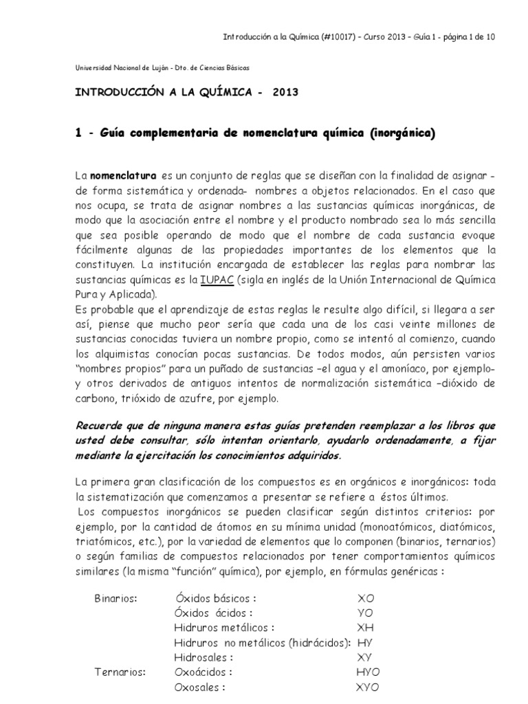 Nomenclatura Química Inorgánica 2013 | PDF | Redox | Elementos químicos
