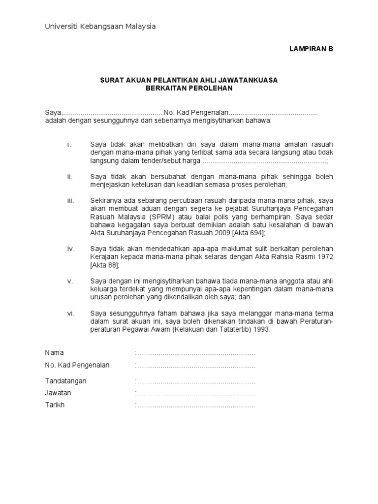 Integrity Pact Lampiran B, C & Proses Kerja | PDF