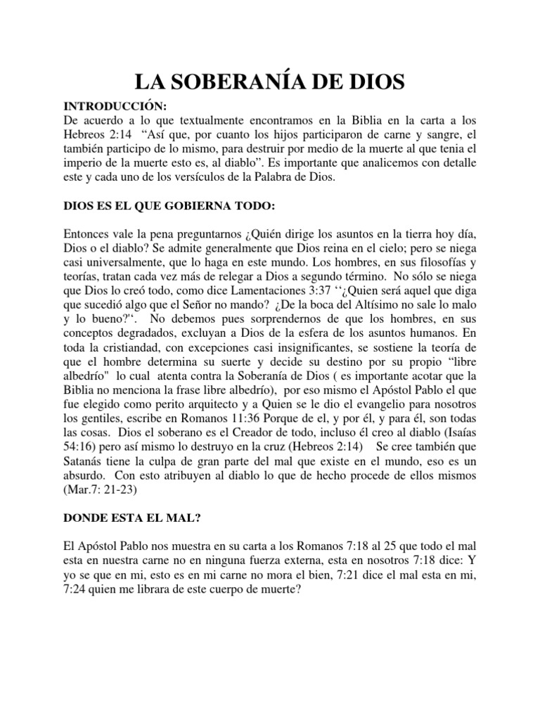La Soberanía de Dios en la Biblia | PDF