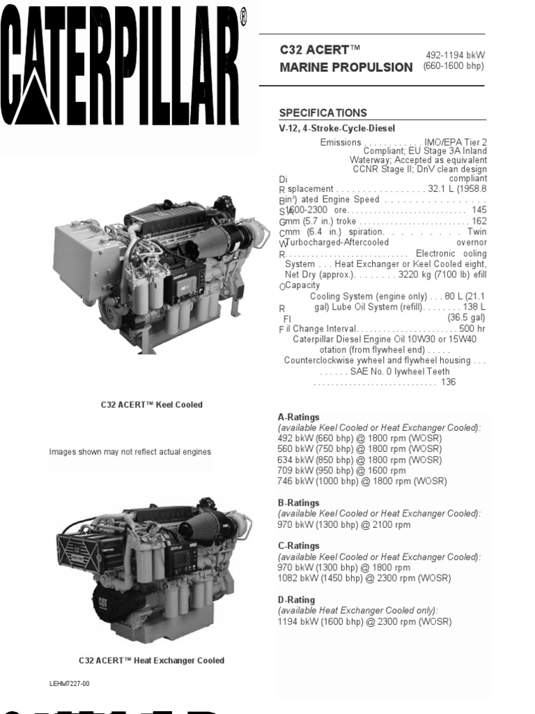 Cat C32 ACERT Spec Sheet Commercial PDF Engines Marine Propulsion