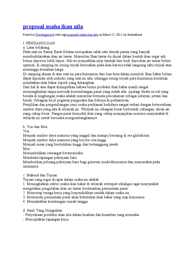 Proposal Usaha Ikan Nila PDF