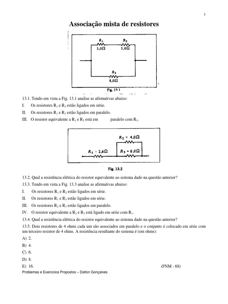 Exercícios de Associação de Resistores | PDF