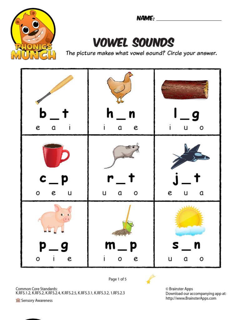 Vowel Sounds Phonics Worksheet | PDF