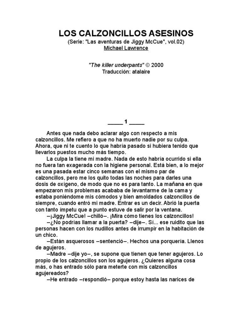 Lawrence Michael - Mccue 02 Los Calzoncillos Asesinos | PDF | Asociación de Futbol Ocio