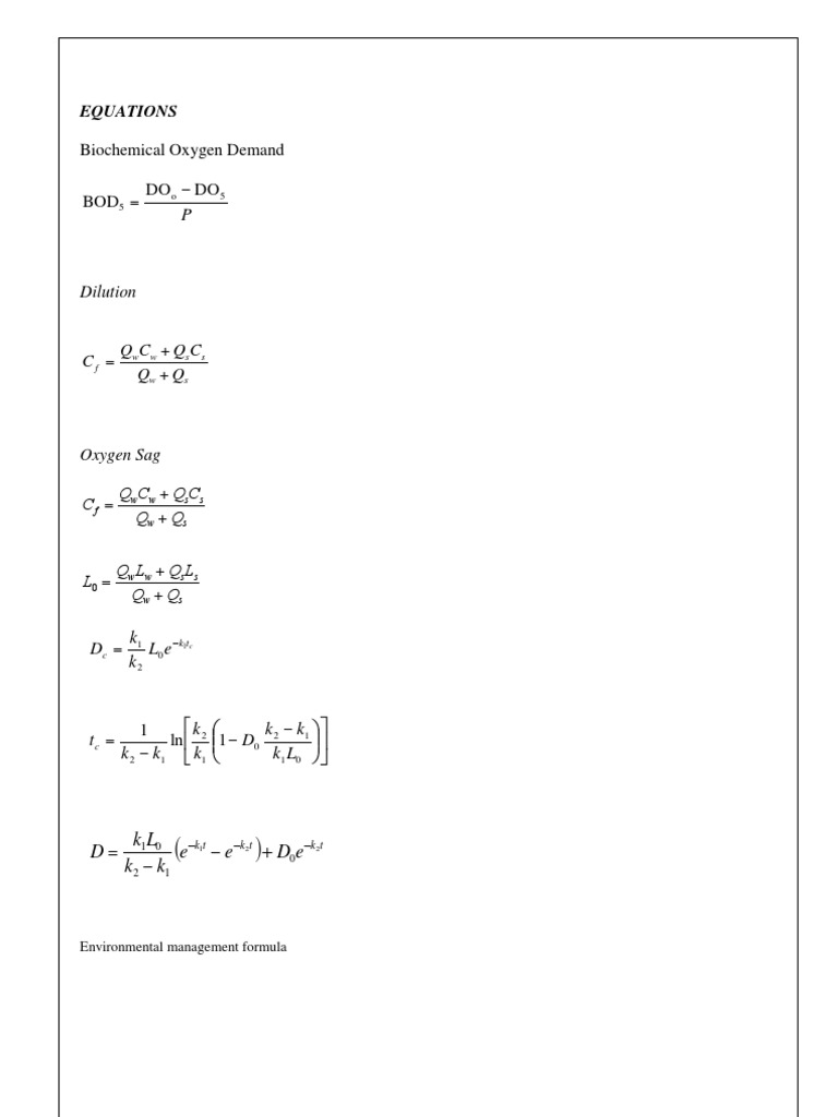 Environmental Management Formula | PDF | Water Treatment | Systems Ecology