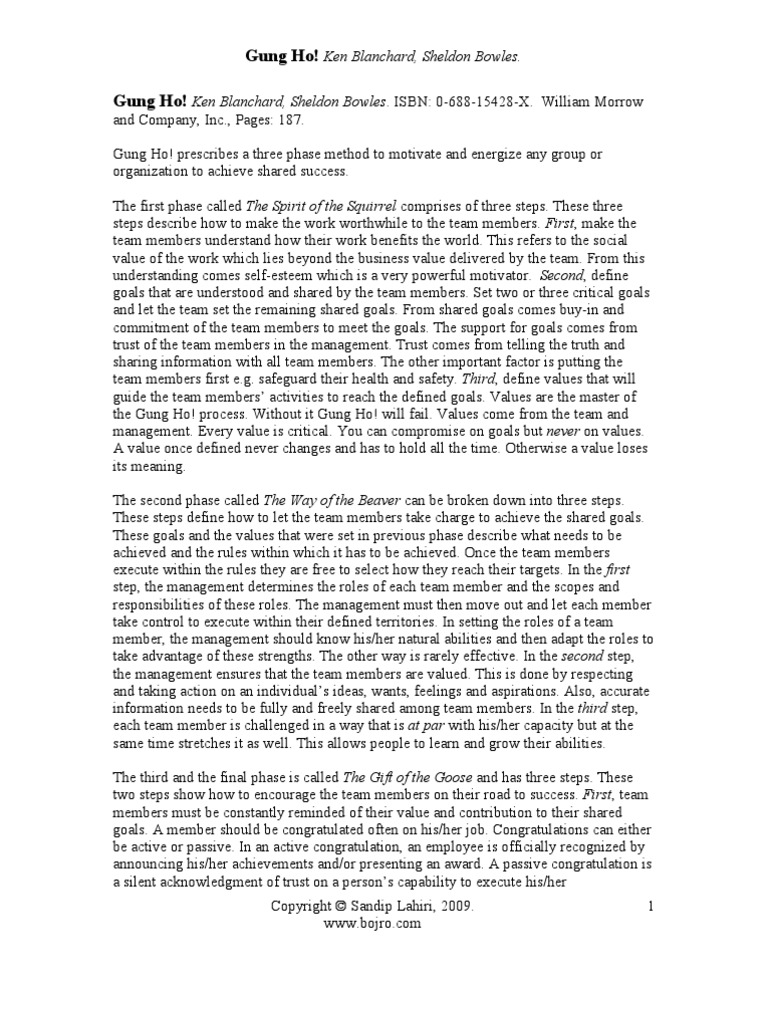 Gung Ho Ken Blanchard Sheldon Bowles PDF Action (Philosophy