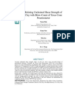 Relating Undrained Shear Strength of Clay With Blow-Count of Texas Cone Penetrometer