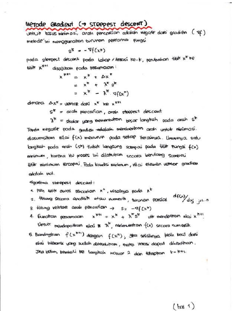 Contoh SoalMetode Gradient Steepest Descent PDF
