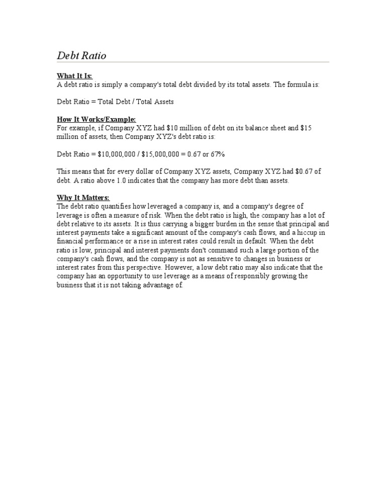 Debt Ratio | PDF | Finance & Money Management | Law