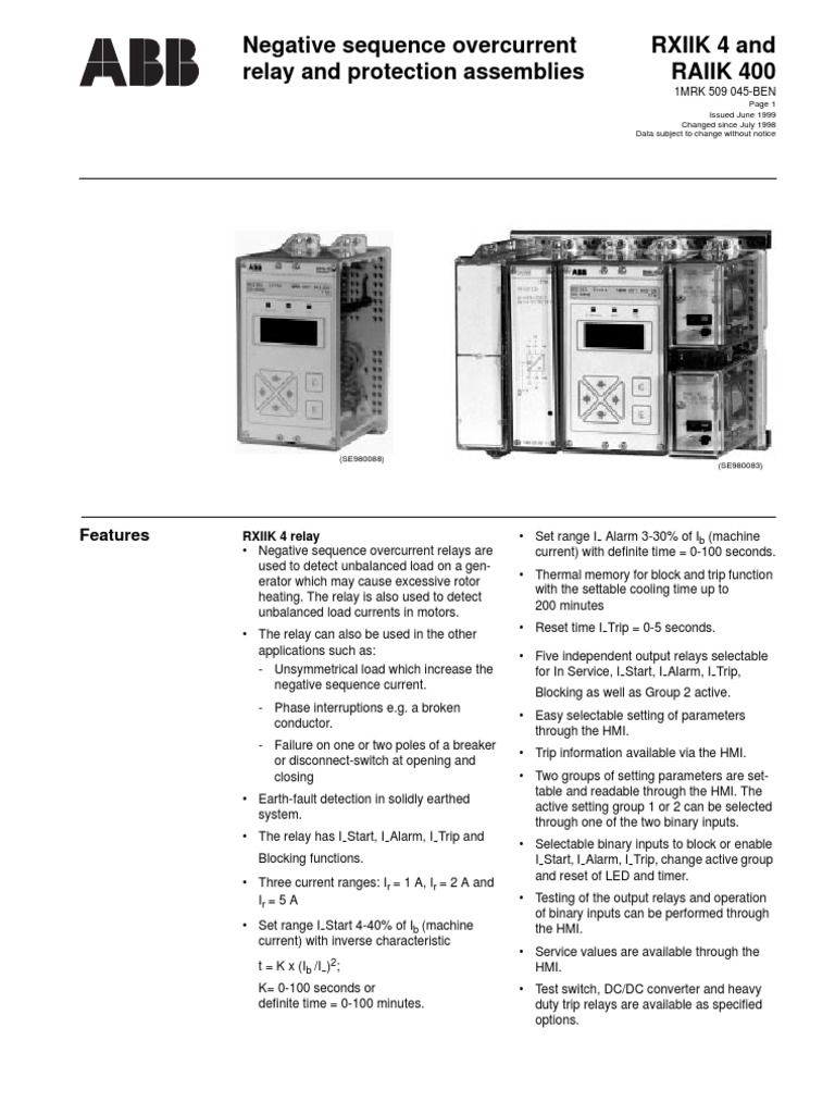 Negative Phase Sequence Relay Compatibility Relay