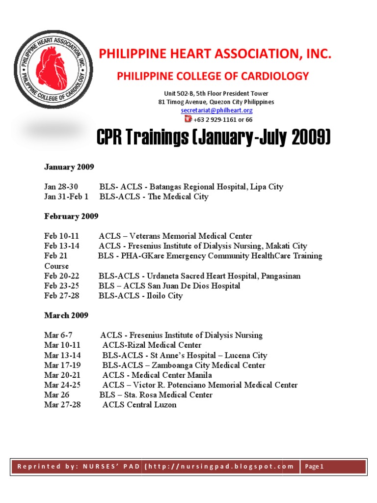 Philippine Heart Association Medical Treatments Survival Skills