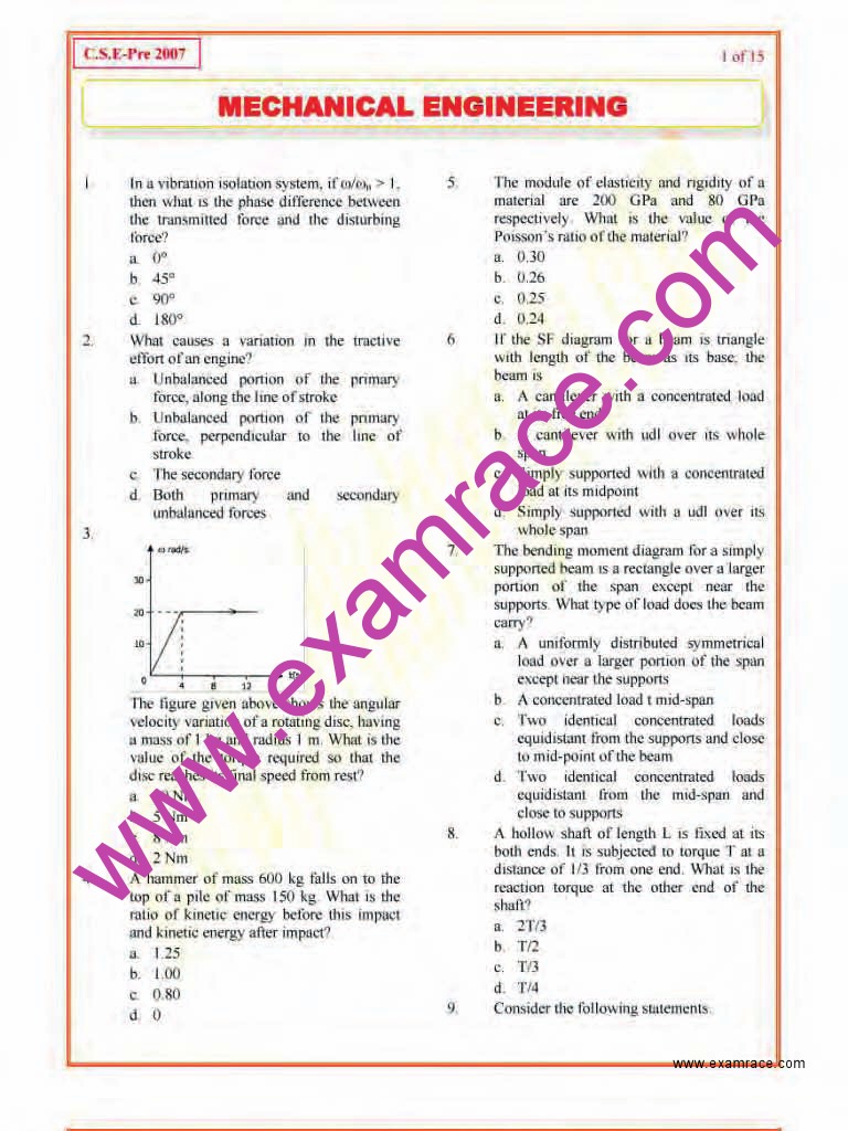 Mechanical Engineering Objective Questions Part 14 Mechanical