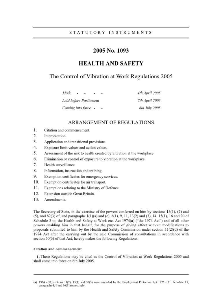 Control of vibration at work regulation 2005.pdf Occupational Safety