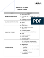 Preschool Syllabus Playschool Syllabus: Units Sub-Units