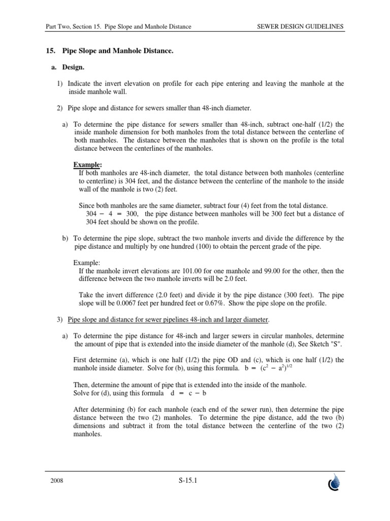 Pipe Laying Slope Sanitary Sewer Hydraulic Engineering