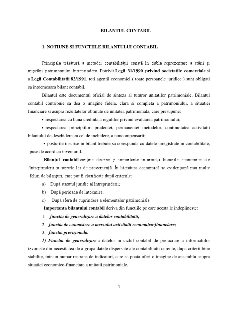 Bilantul Contabil | PDF