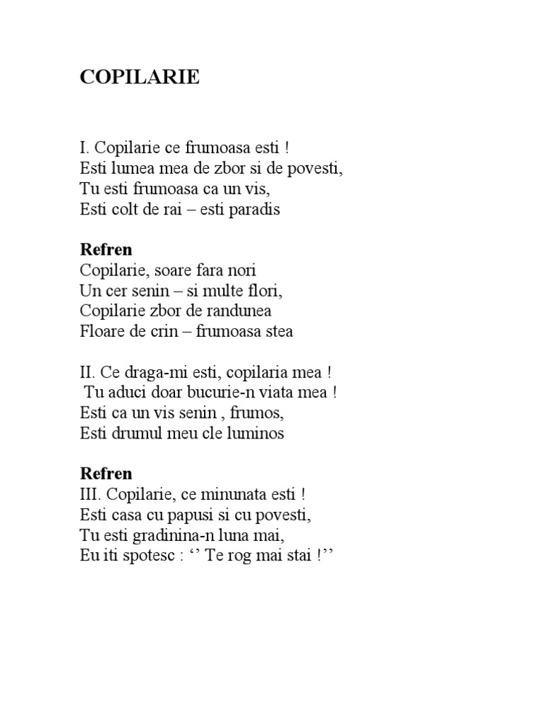 Versuri Cantece Serbare