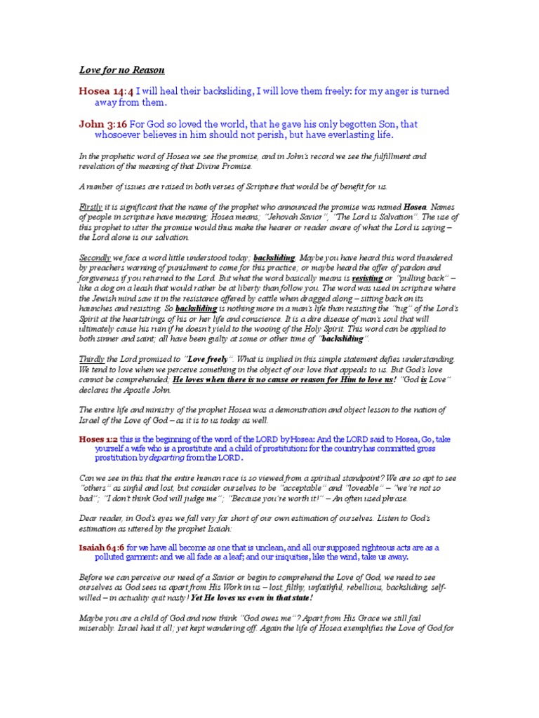 Love For No Reason PDF Hosea Prophet