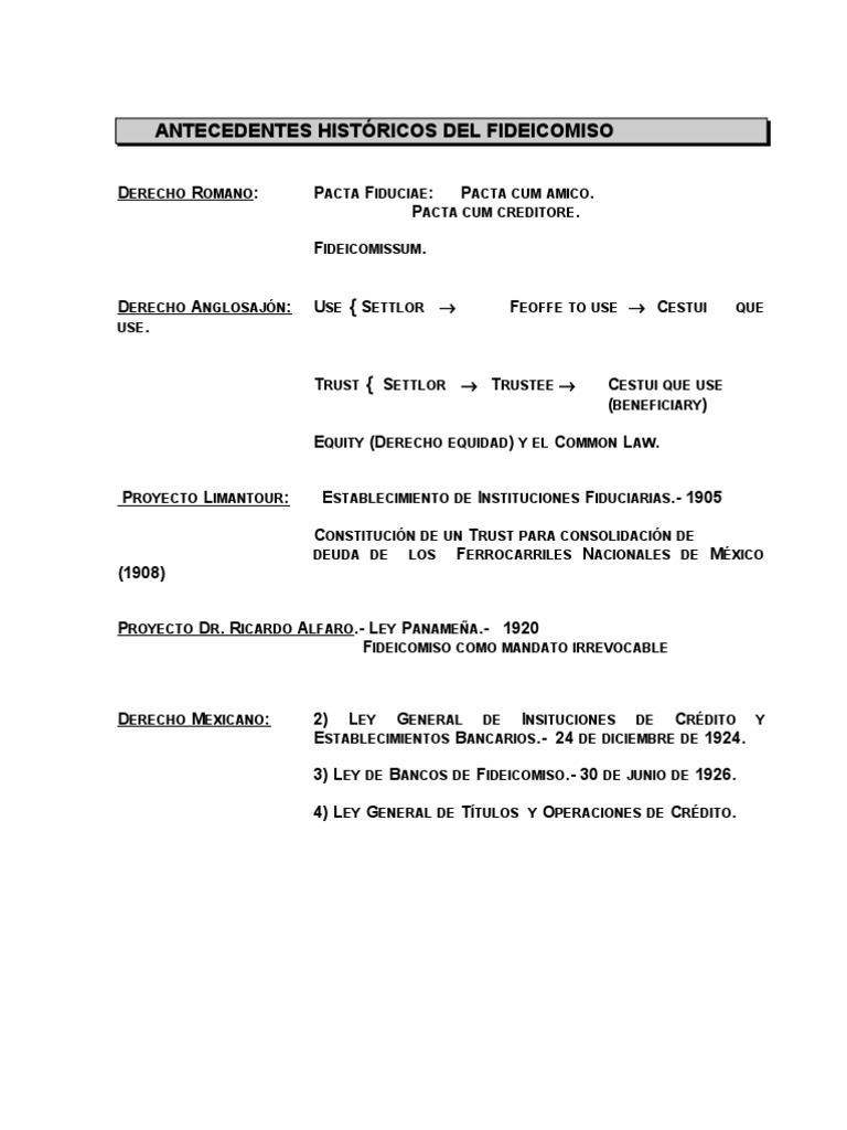 Historia y Regulación del Fideicomiso | PDF | Ley de fideicomiso ...