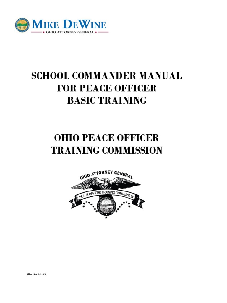 Peace Officer Basic Training Commanders Manual - Effective 7-1-13 |  Professional Certification | Recruit Training