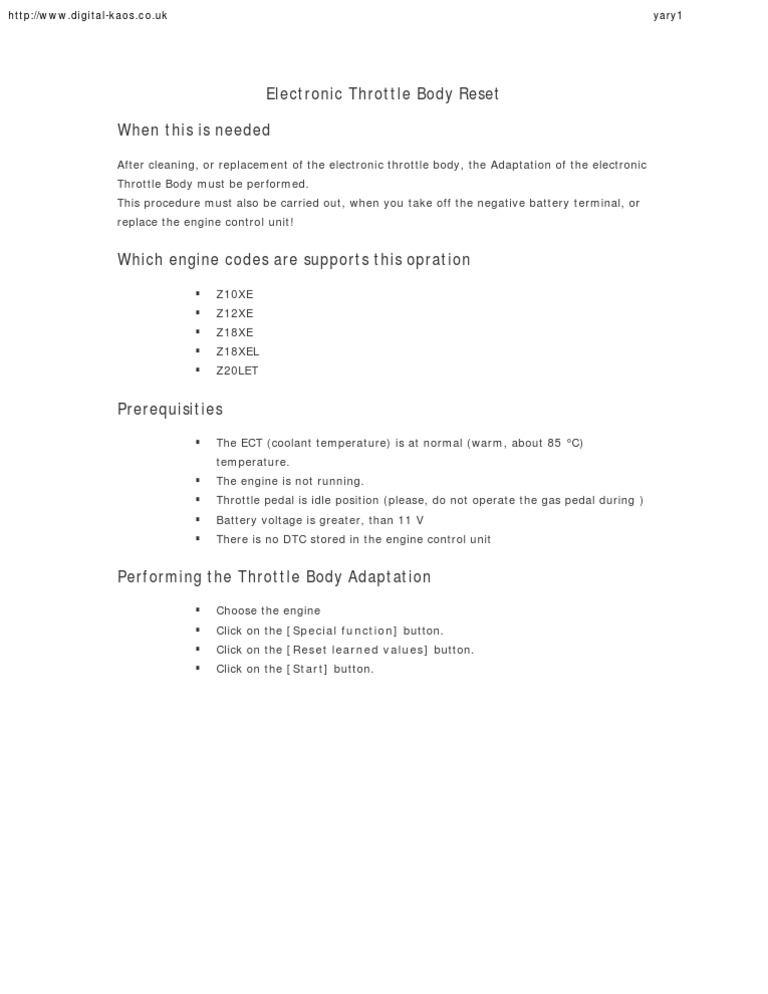 Opcom Throttle Body Reset Pdf