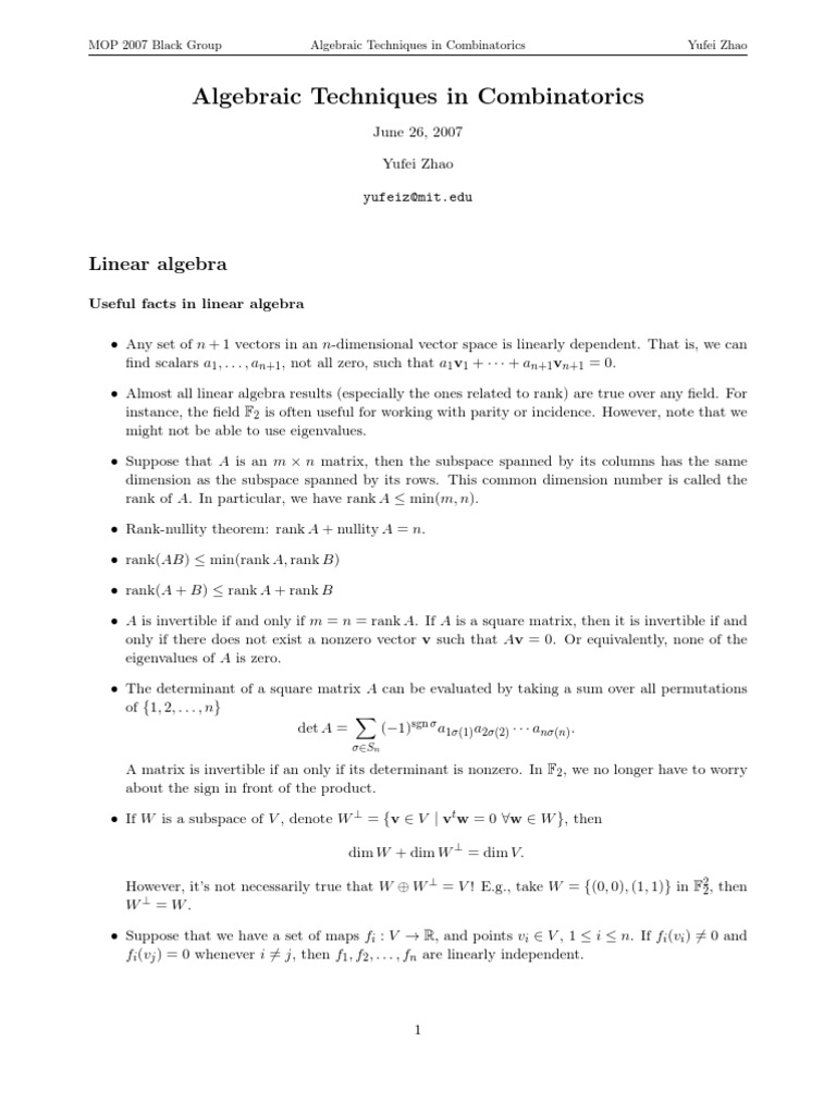 Algebra & Combinatorics Questions | PDF