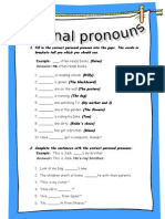 Ficha de Trabalho - Personal Pronouns