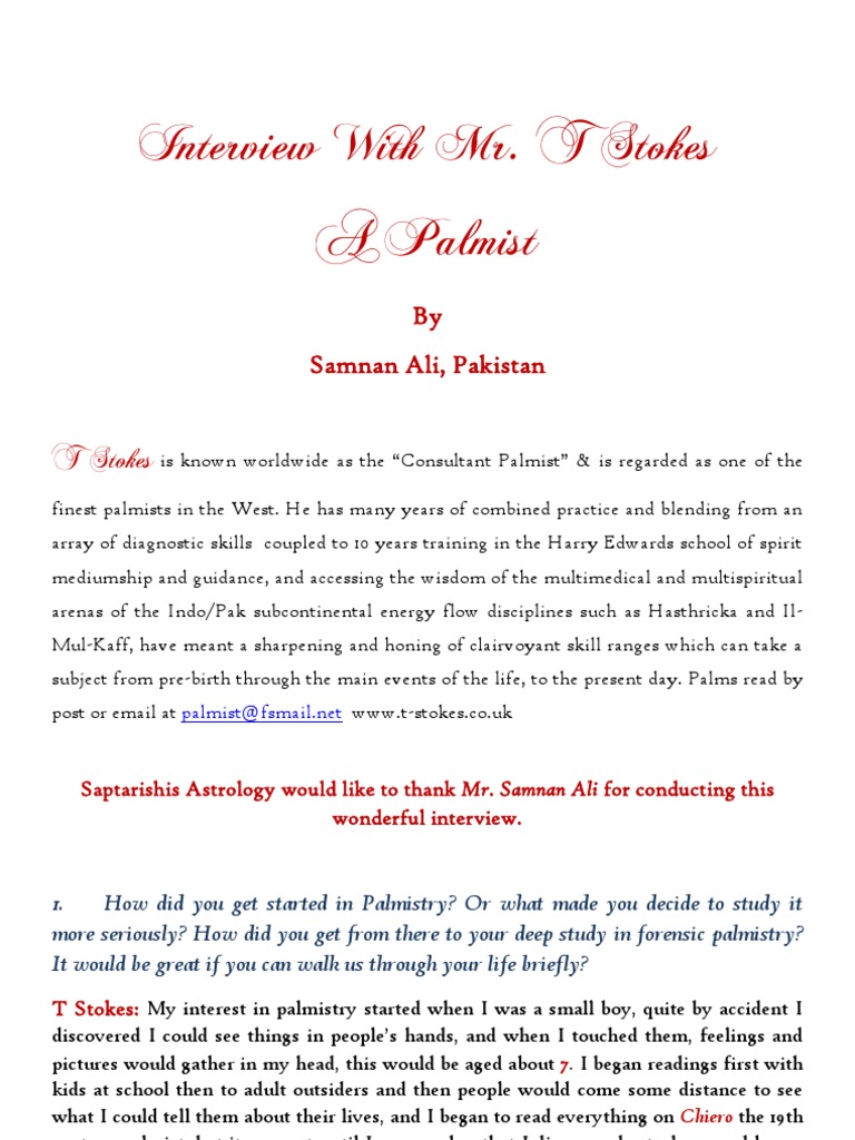 Insights from T Stokes, Renowned Palmist | PDF | Paranormal | Religion ...