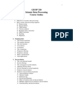 GEOP 320 Seismic Data Processing Course: Outline