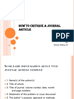 How To Critique A Journal Article