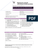 NEW Special Educational Needs Provision Form 2012