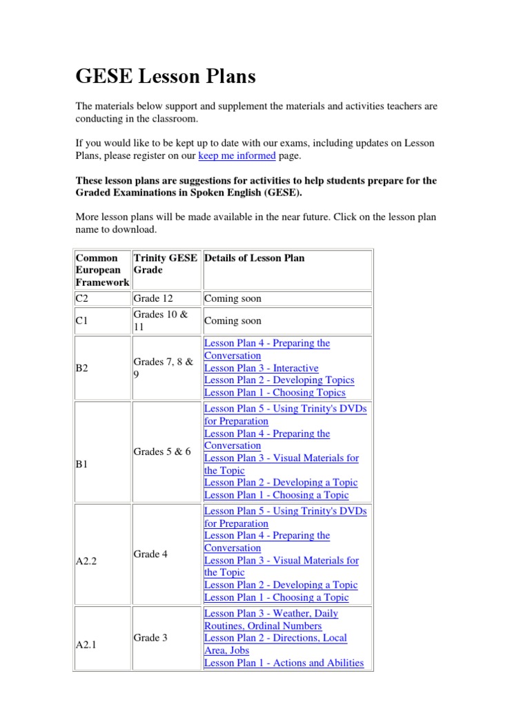 Gese Lesson Plans Pdf - Free Word Template