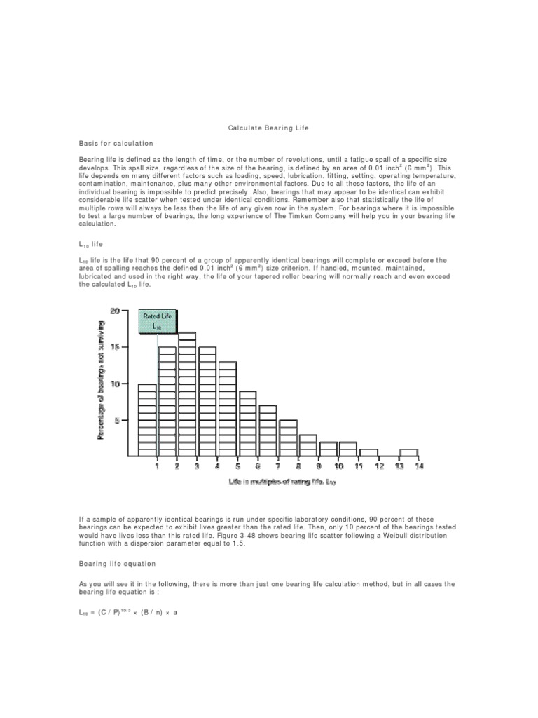 Calculate Bearing Life (Timken) PDF Bearing (Mechanical) Applied